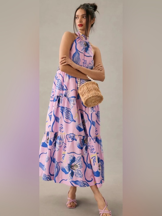 Anthropologie Dresses & Skirts - Maeve Anthropologie Pink Floral Maxi Dress- Size 10